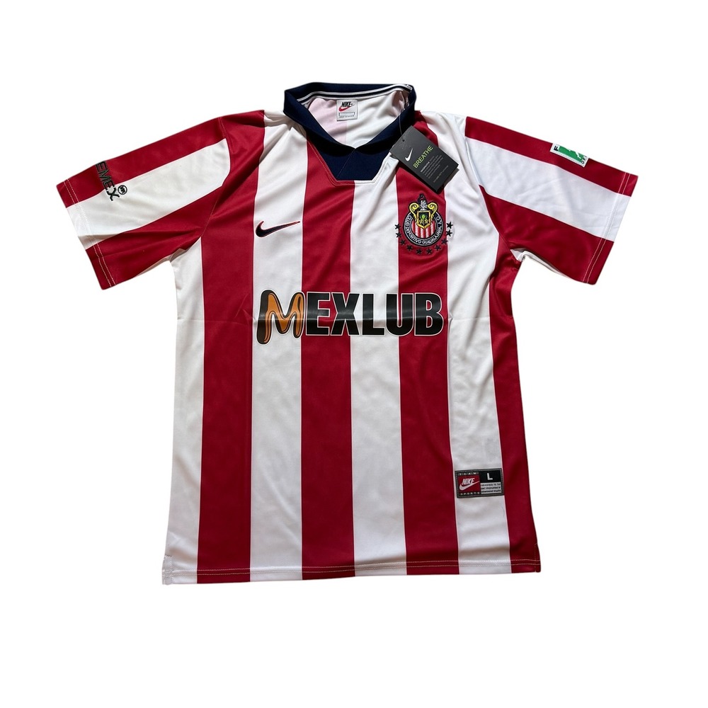 Nike Chivas Guadalajara Soccer Jersey Large Red White Striped Mexlub Sol Nike L